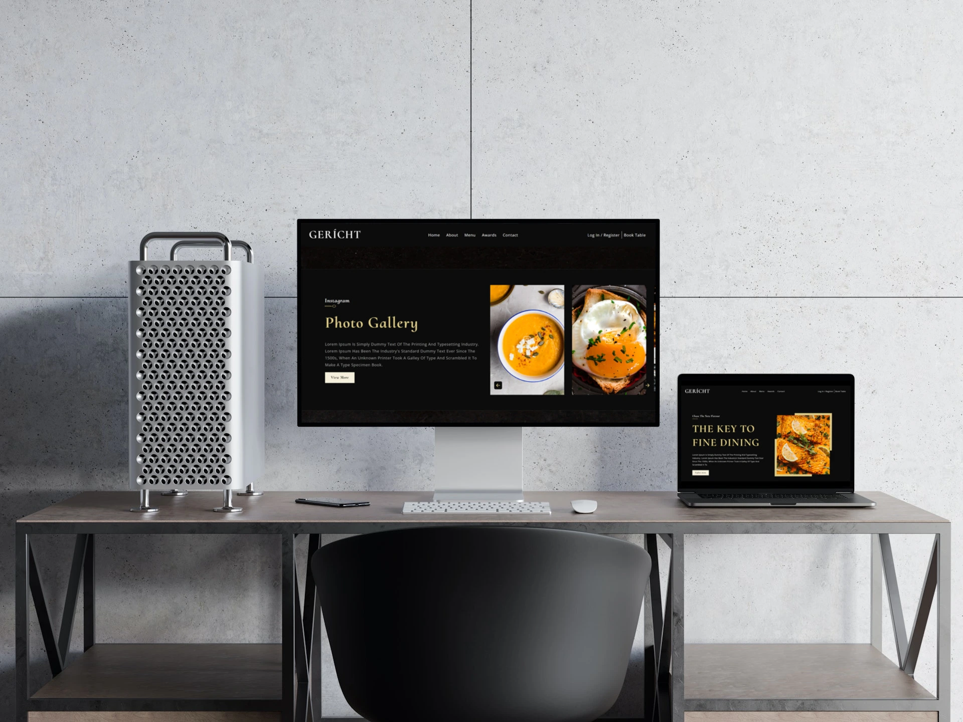 GERICHT - MINIMALISTIC AND FASCINATING FINE DINING WEB APP screenshot number one