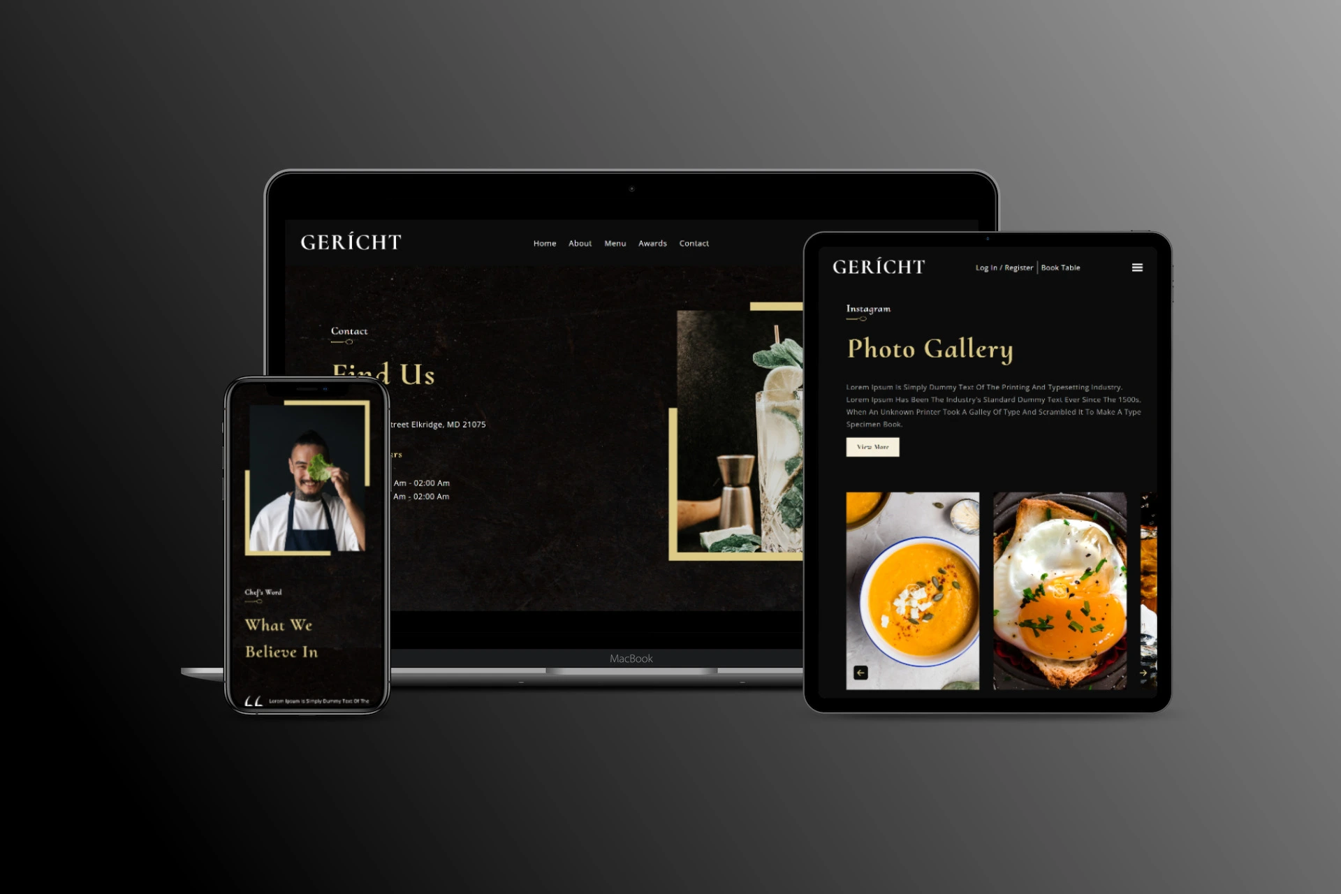 GERICHT - MINIMALISTIC AND FASCINATING FINE DINING WEB APP screenshot number two